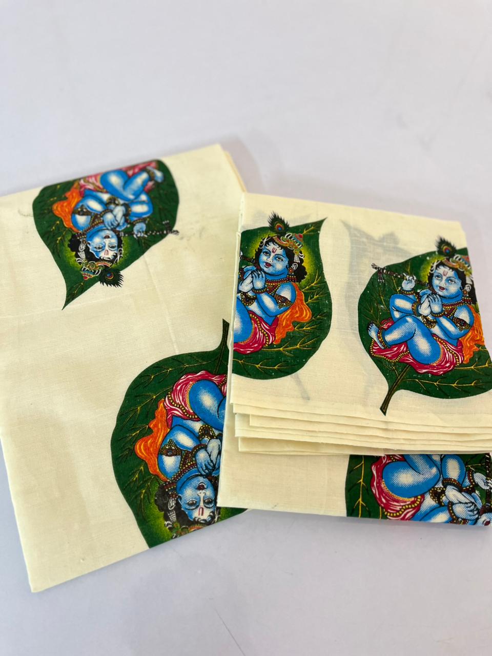 Cotton setmundu white with AALILAKRISHNAR DESIGN