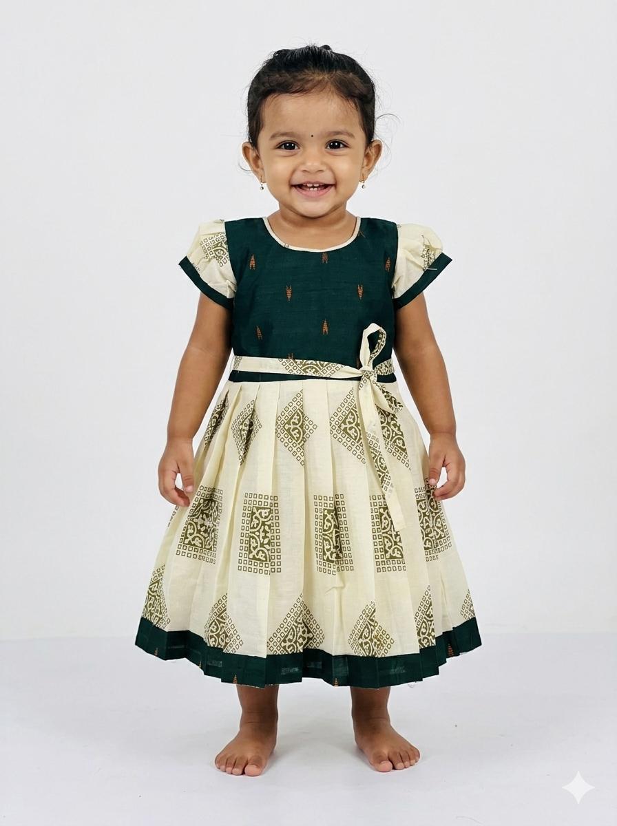 KID girl 1yr frock colour with cotton pavada design