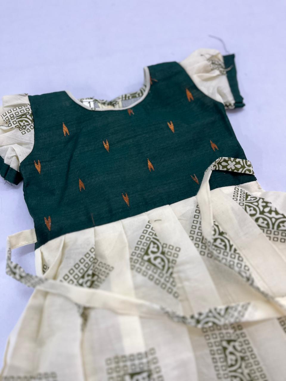 KID girl 1yr frock colour with cotton pavada design
