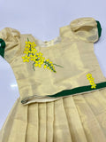 Traditional Tissue pattupavada with KANIKONNA flower design TOP AND SKIRT