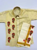 Golden tissue with half and half kathakali SHIRT AND MUNDU COMBO