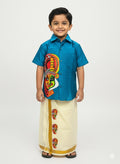 Shirt and mundu with Kathakali and Thayam print