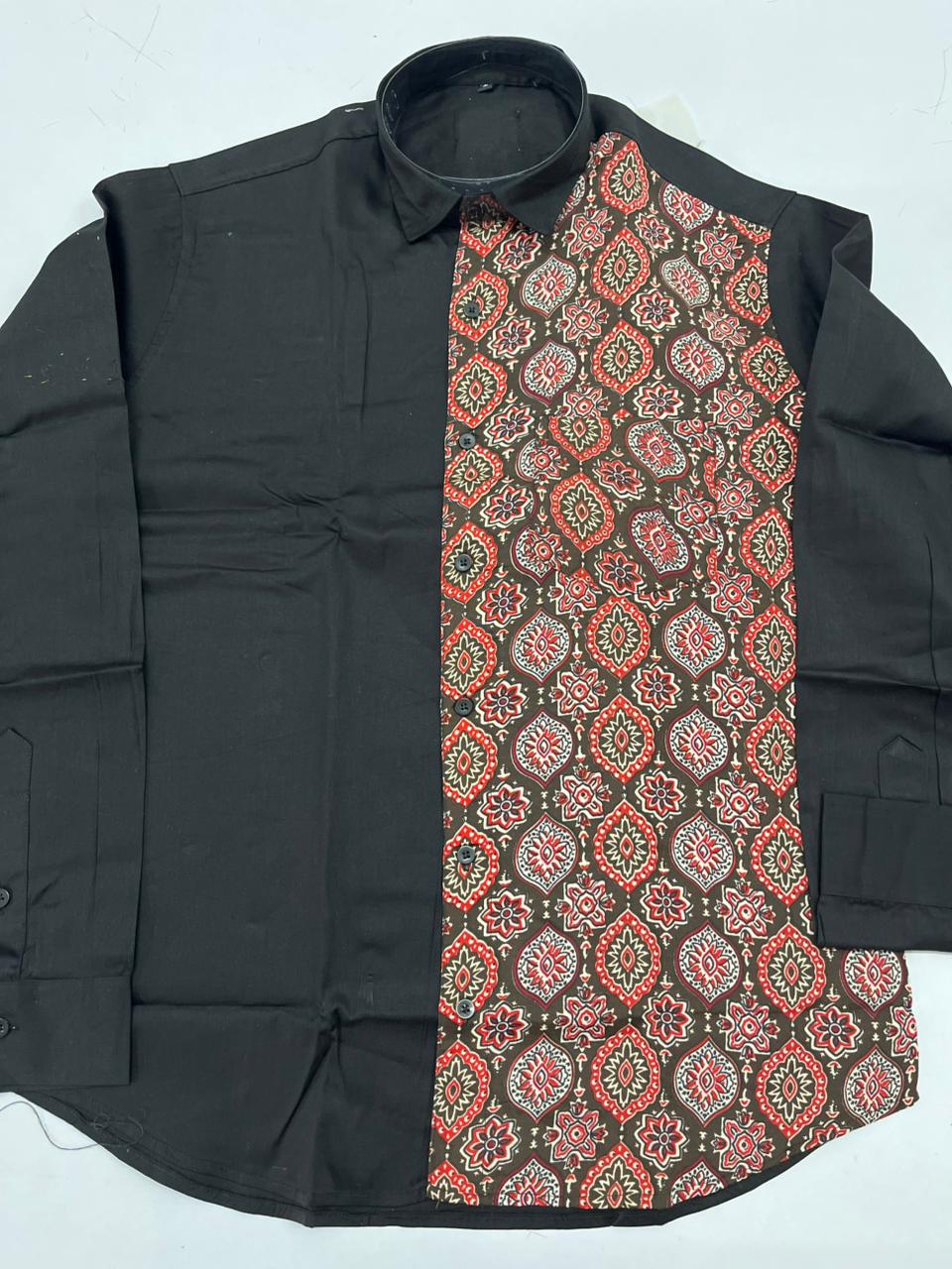 traditional half ajrak print and half black design